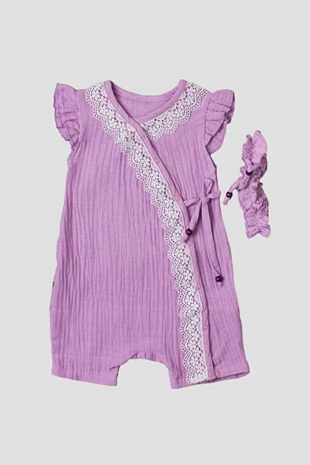 Детский комбинезон для девочек хлопковый Chicsy Baby, Purple — фото 2