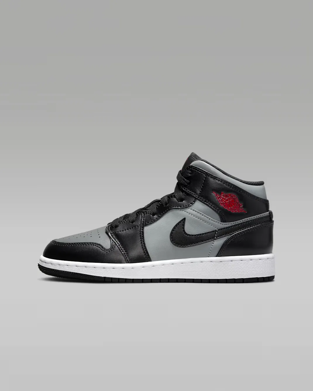 Кроссовки для детей постарше Jordan 1 Mid, Black/Particle Grey/White/Gym Red