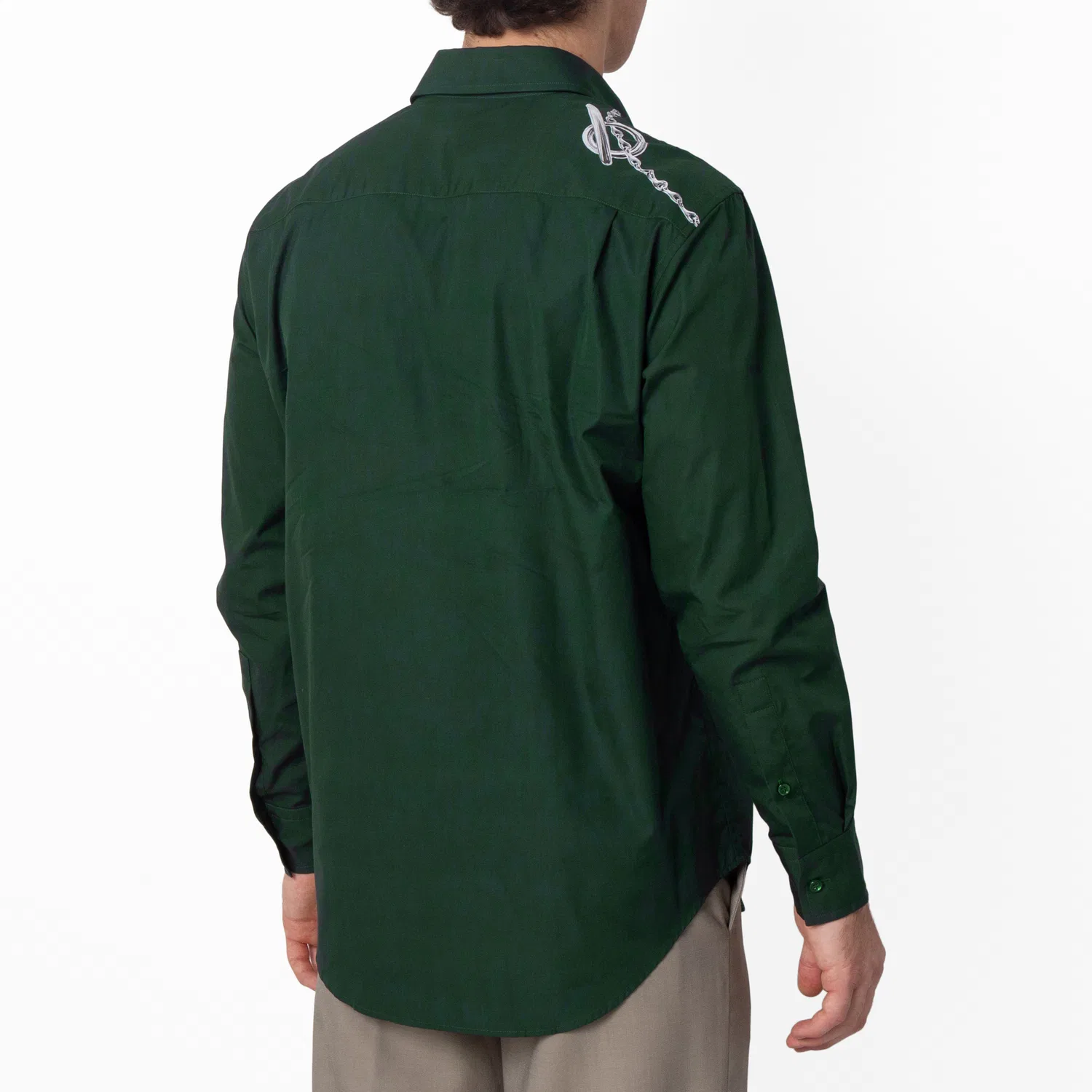 Рубашка из хлопка с принтом Knight Hardware Burberry, Silver/Green — фото 3