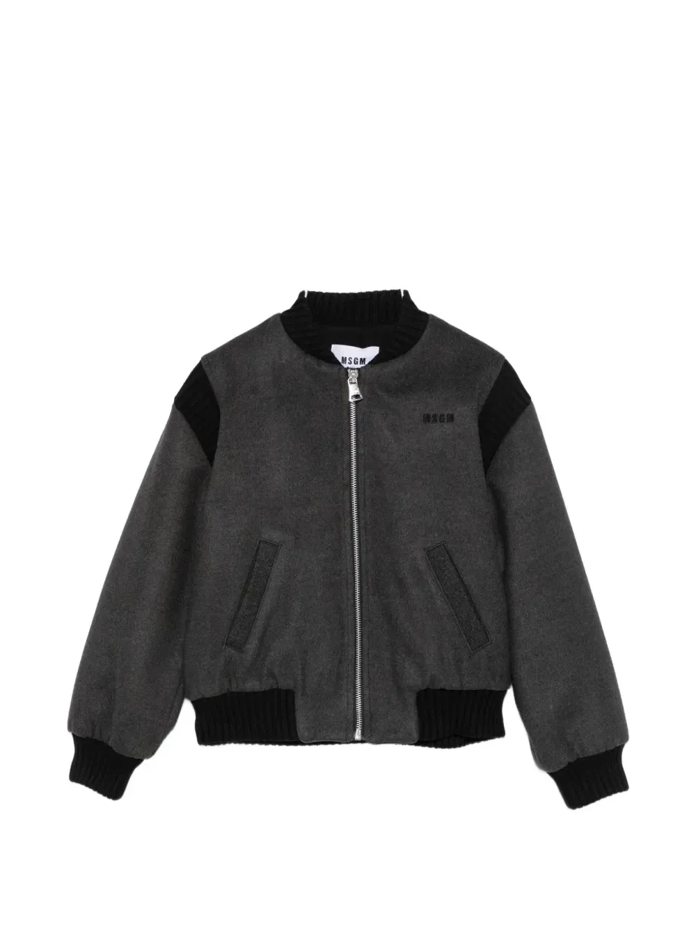 Бомбер с вышитым логотипом Msgm Kids, серый