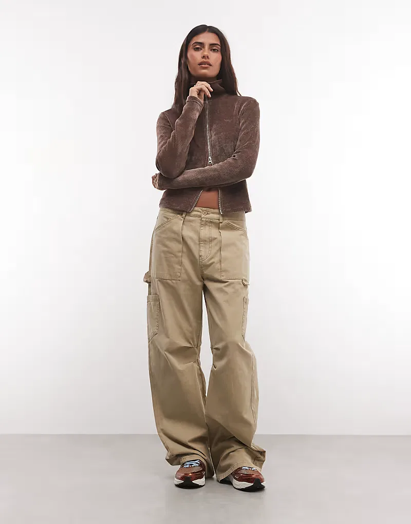 Кардиган Adidas Originals из синели на молнии, коричневый