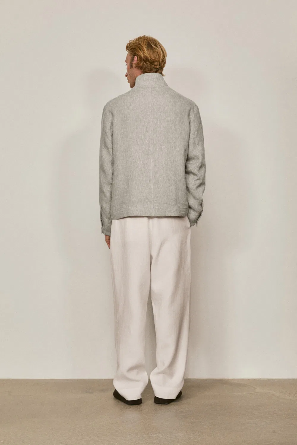 Льняная куртка-бомбер Total Look - лимитированная серия Massimo Dutti, серый — фото 3