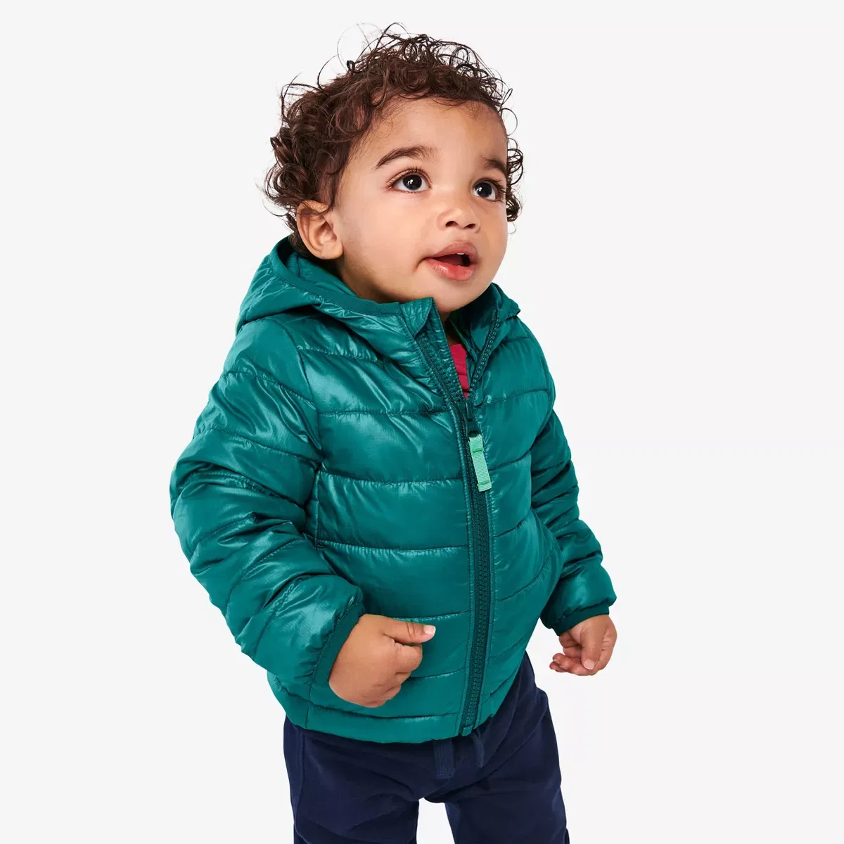 Детский пуховик легкий Primary Baby Lightweight Puffer Jacket, Primary, Fuchsia — фото 4