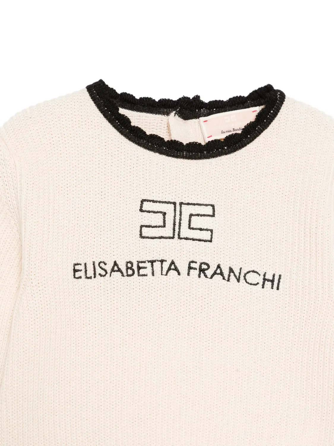 Свитер с вышитым логотипом Elisabetta Franchi La Mia Bambina, нейтральные цвета — фото 3