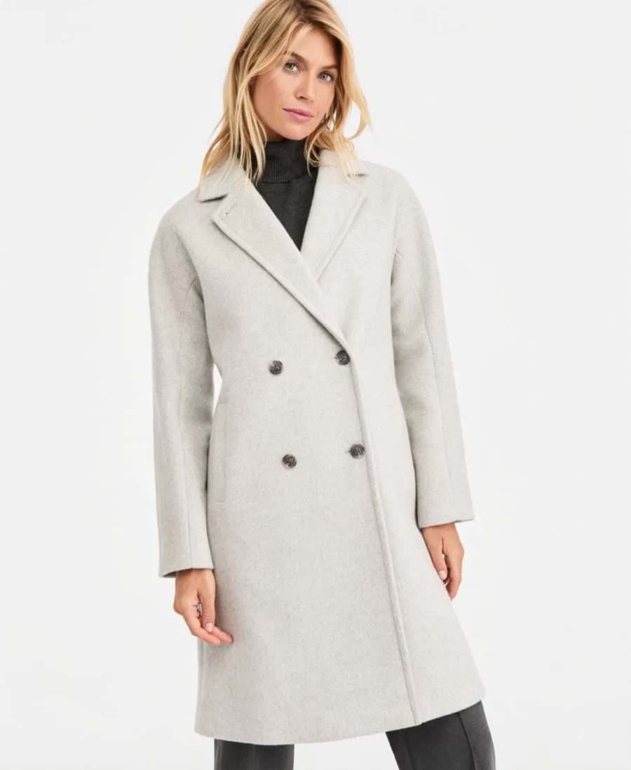 Пальто двубортное Calvin Klein, Lt Grey Herringbone (As Is) — фото 2