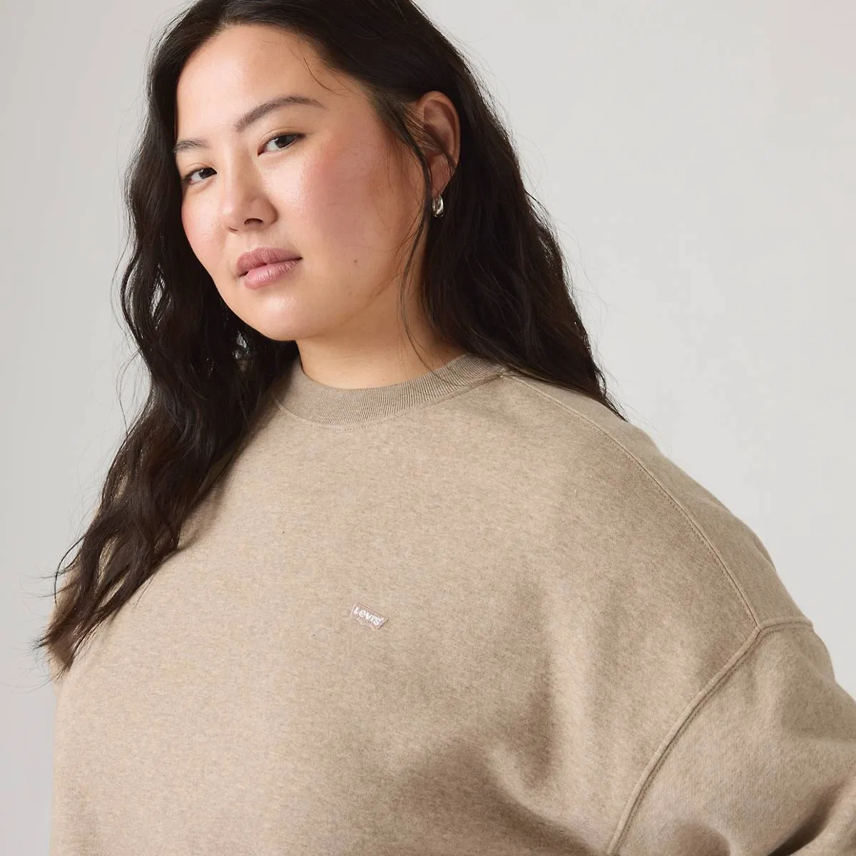 Повседневная толстовка с круглым вырезом (большие размеры) Levi's, Taupe Gray Heather - Brown — фото 2