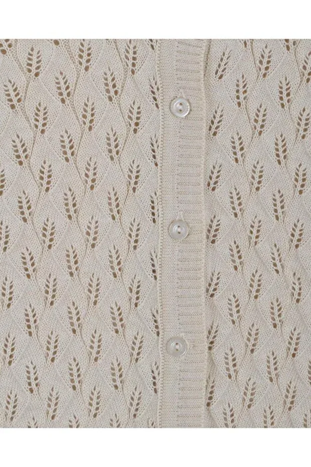 Детский кардиган для девочек с ажурным узором Minora, Beige — фото 2
