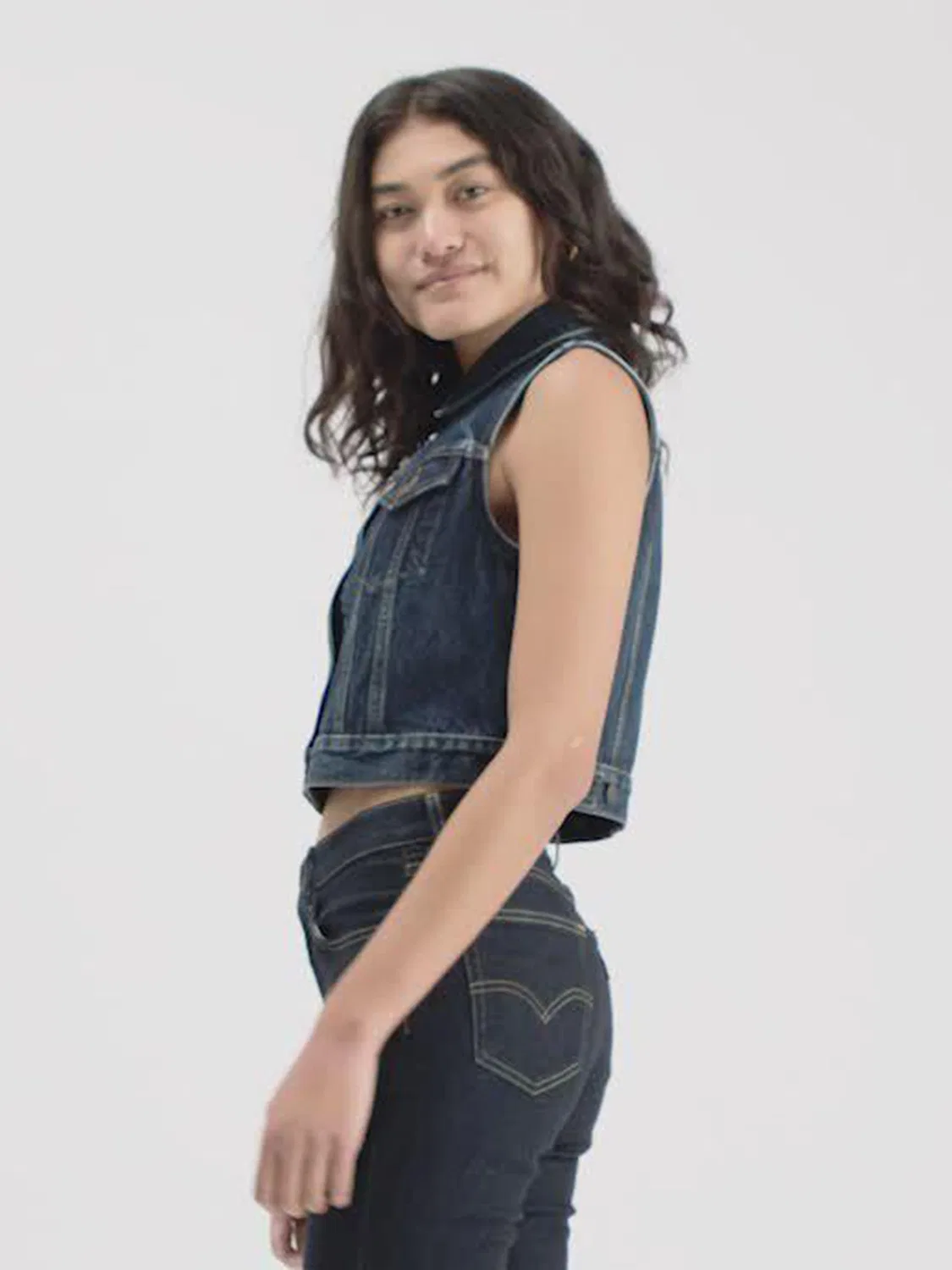 Джинсы высокие прямые Levi's, темно-синие — фото 2