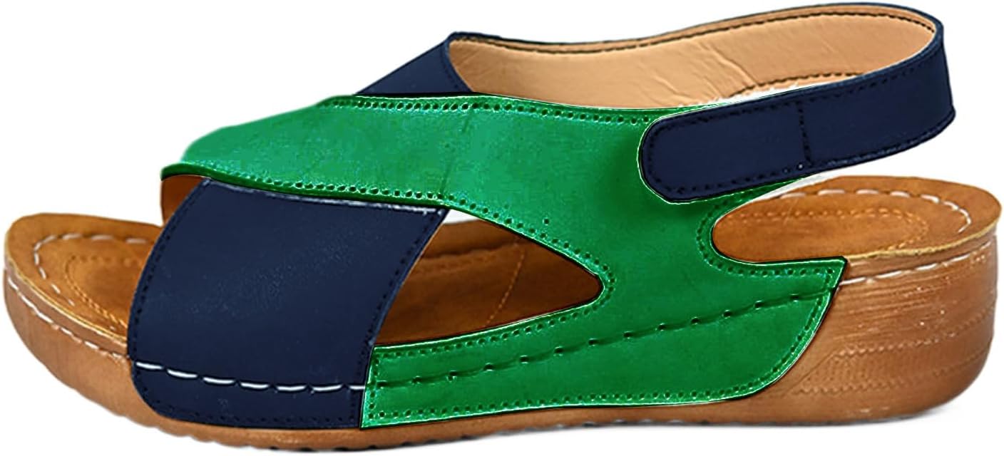 

Ортопедические сандалии для женщин, элегантные на платформе с танкеткой, повседневные сандалии с разноцветными элементами, открытым носком, перекрещивающимися ремешками, без застежки, летние пляжные сандалии с удобной поддержкой свода стопы Gene...