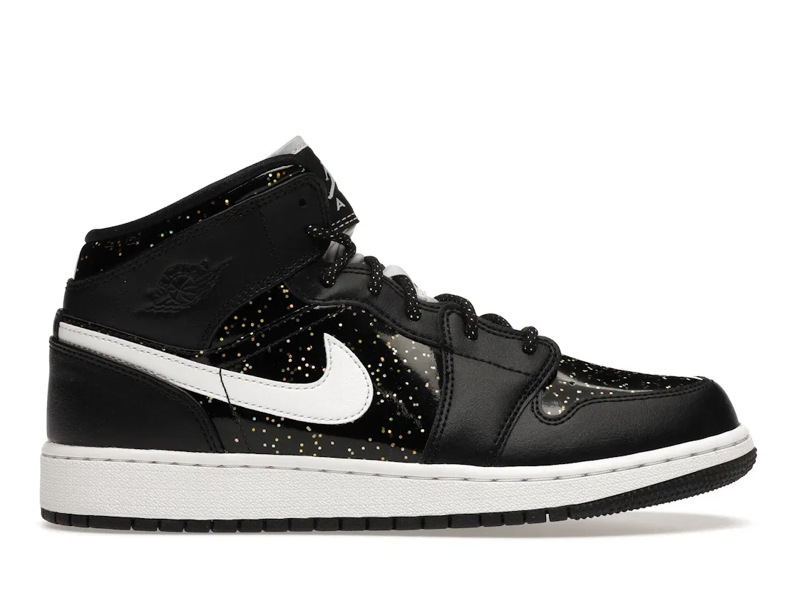 Детские кроссовки с принтом Jordan 1 Mid Jordan, Black/White