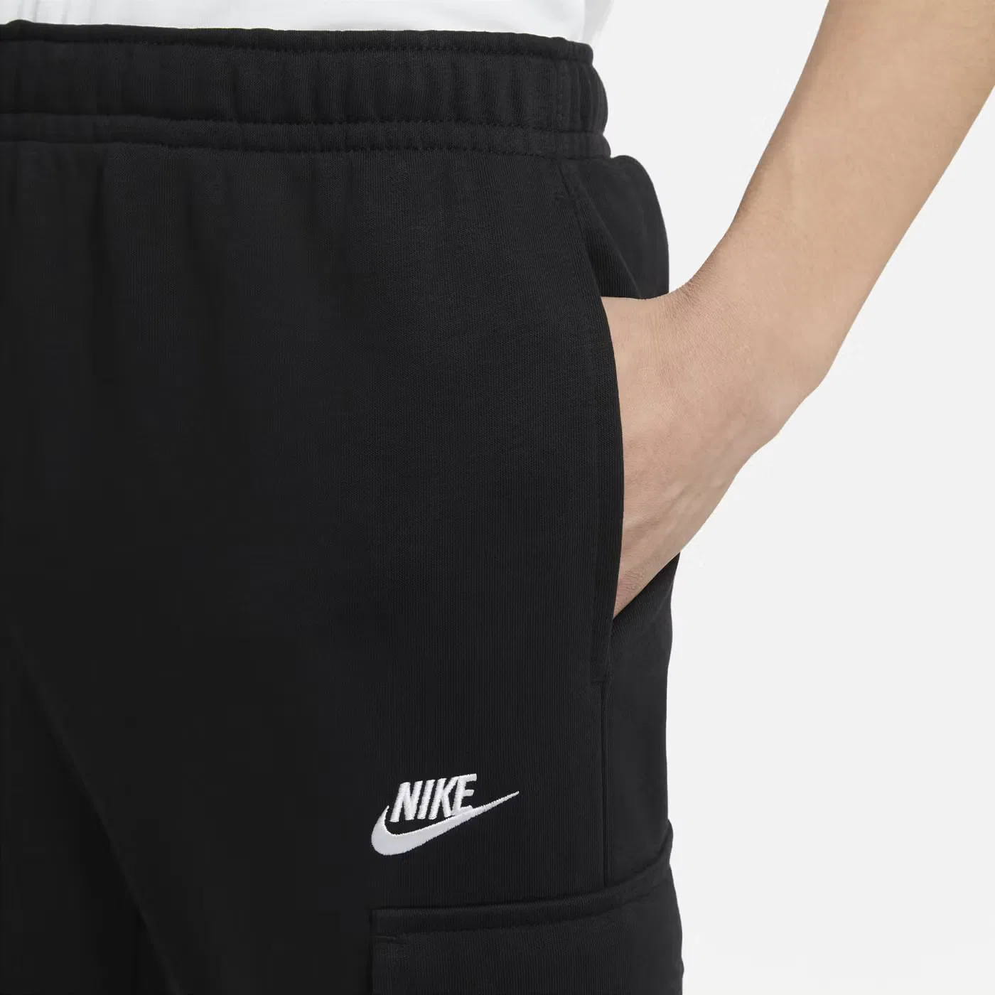 Штаны из футера с трикотажными манжетами Nike, черный — фото 4