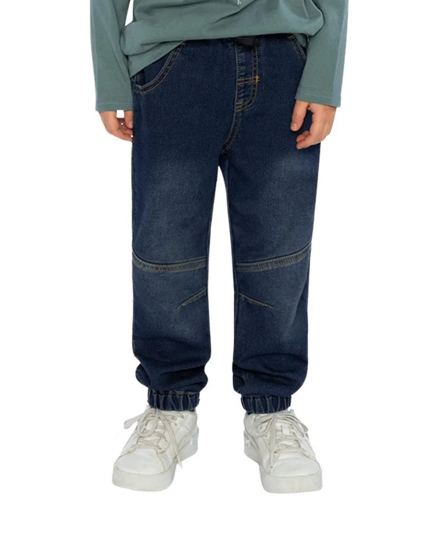 Детские джоггеры из футера с деним-эффектом Boys Must-Haves Deux par Deux, Navy Blue Denim — фото 2