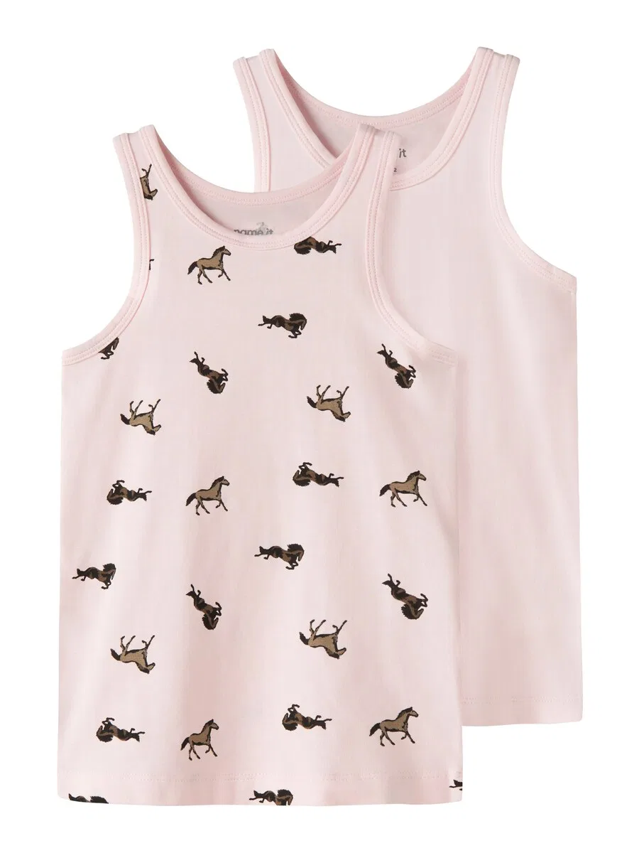 Футболка NAME IT Undershirt 'NMFBallerina Horse' розового цвета
