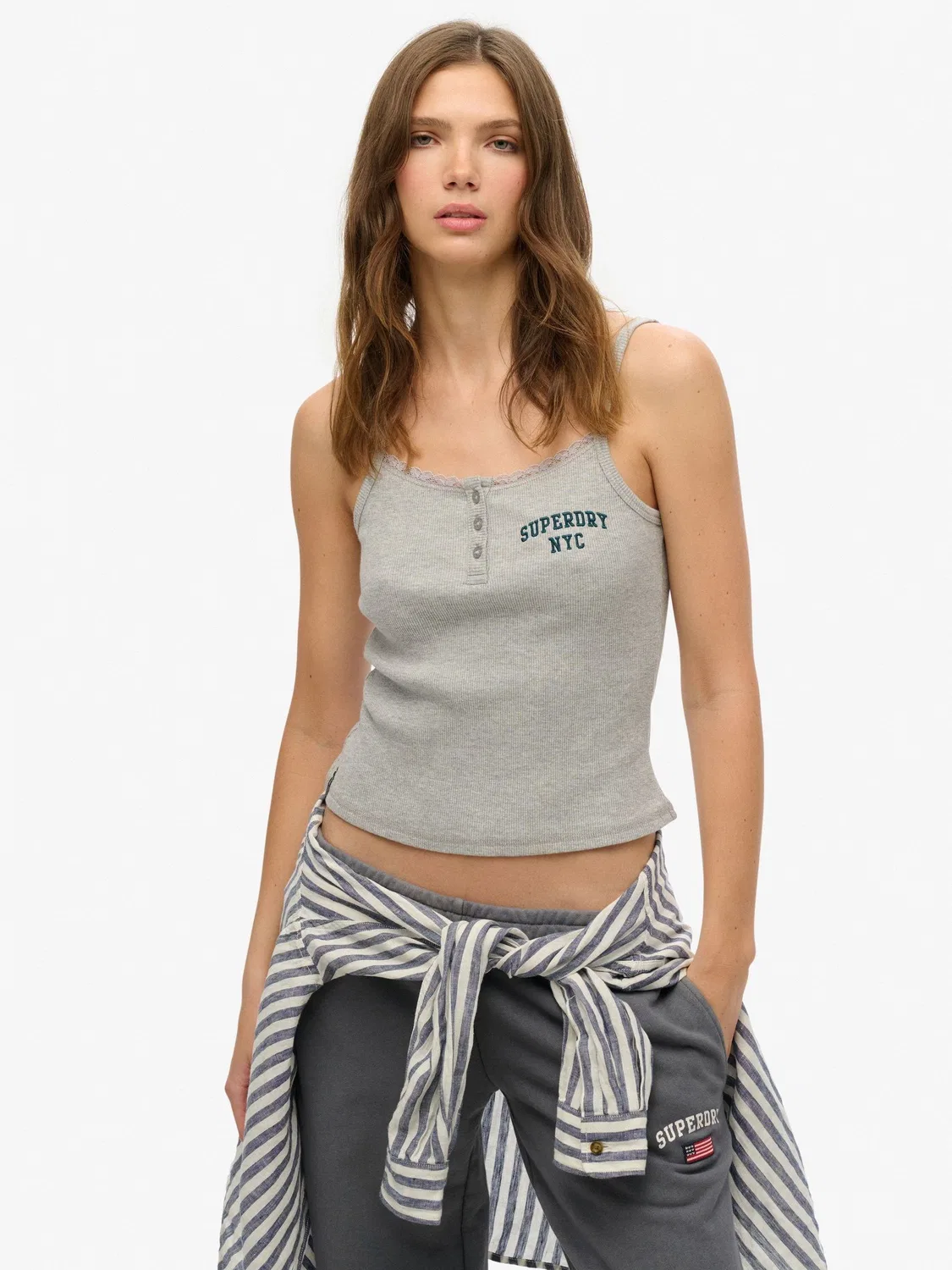 Топ-майка Athletic Essential Button Cami Superdry, Серый