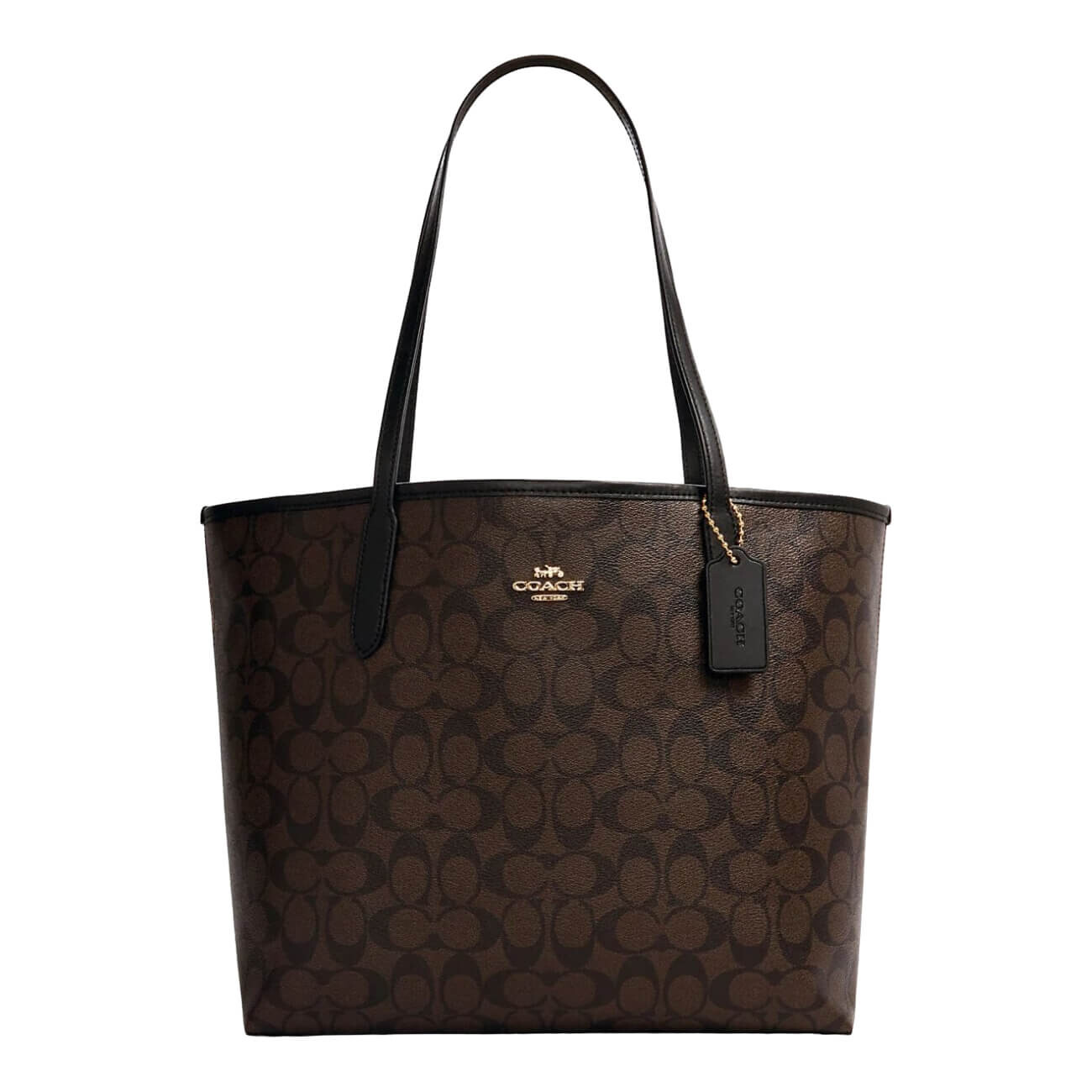 

Сумка Coach Outlet City Tote In Signature Canvas, коричневый/черный