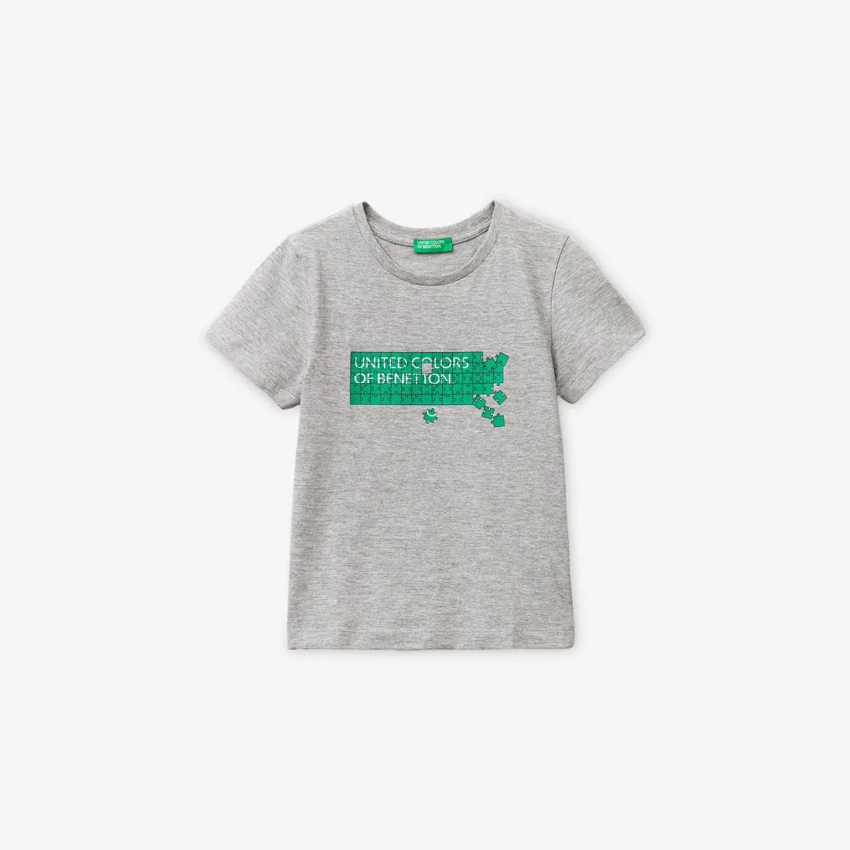 Хлопковая футболка с логотипом, размер 12 месяцев - 4 года Benetton, серый
