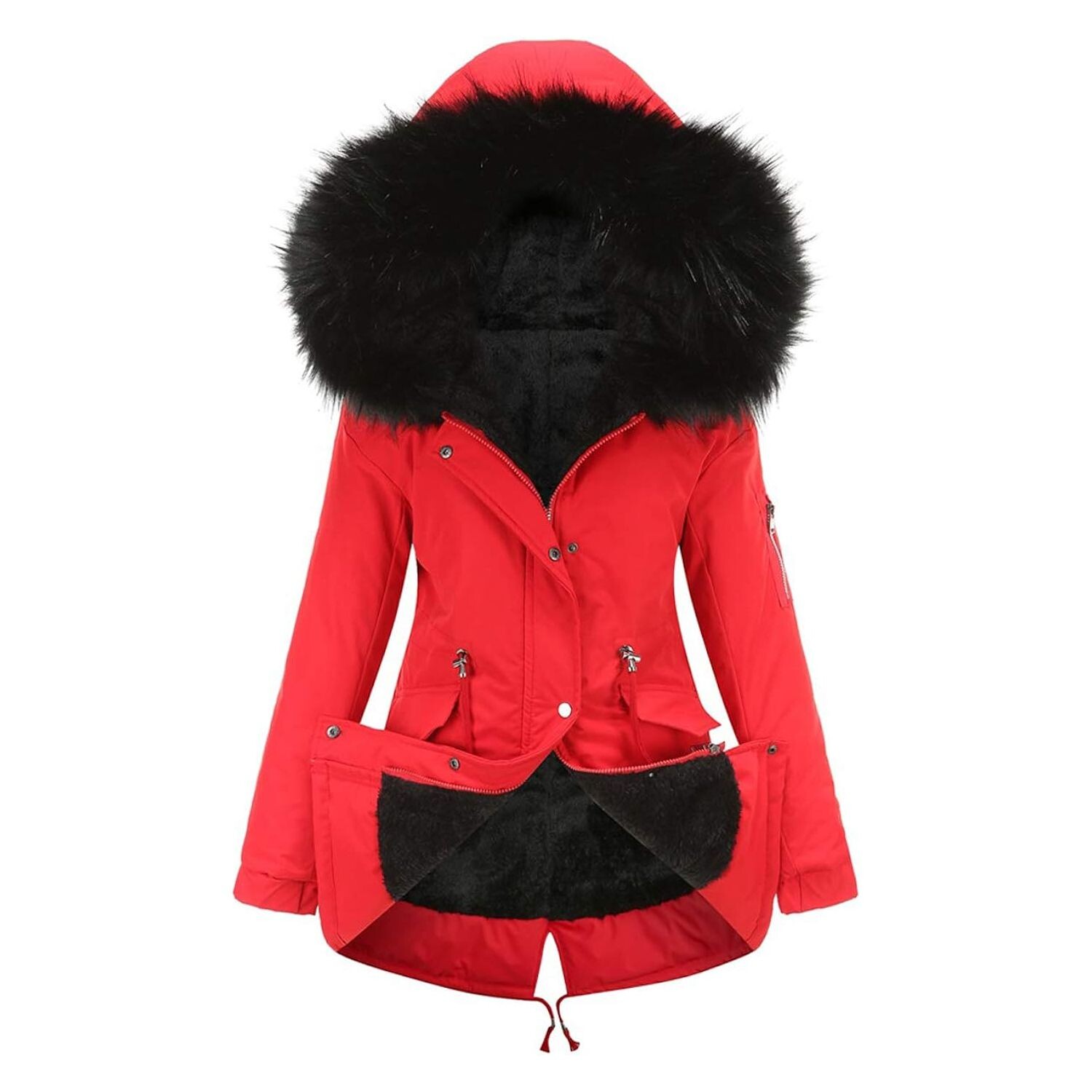 

Парка Chouyatou Women's Winter Sherpa Lined Faux Fur Safari, красный