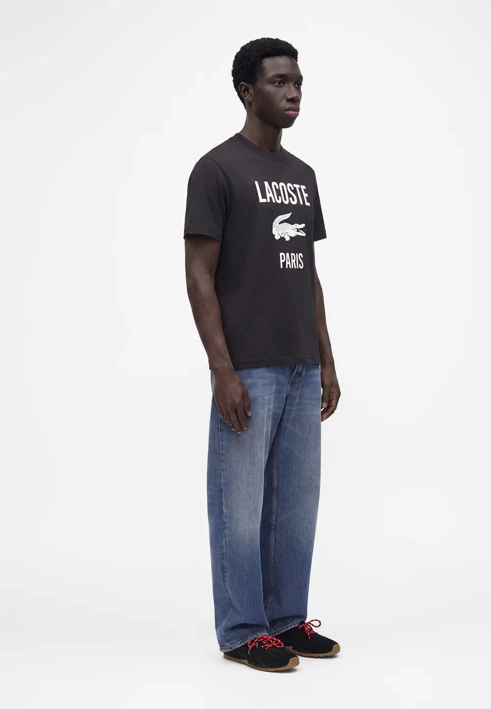 Футболка Lacoste с принтом, хлопок, черный — фото 4