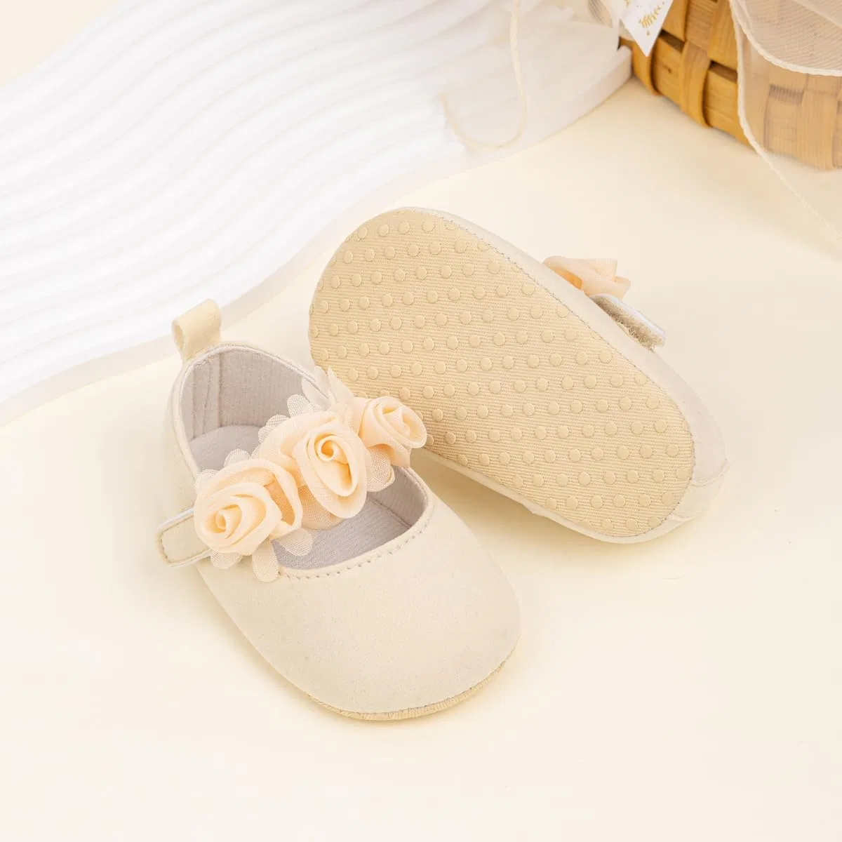 Детские туфли Мэри Джейн для девочек HsdsBebe, Cotton Khaki — фото 3