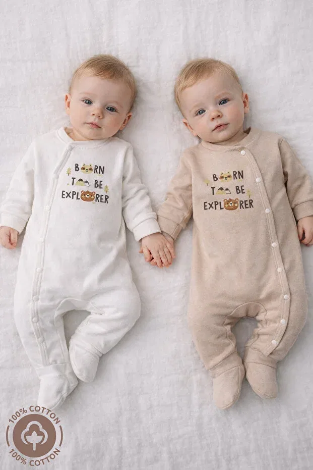 Детский комбинезон для новорожденных с принтом Miniel, Beige