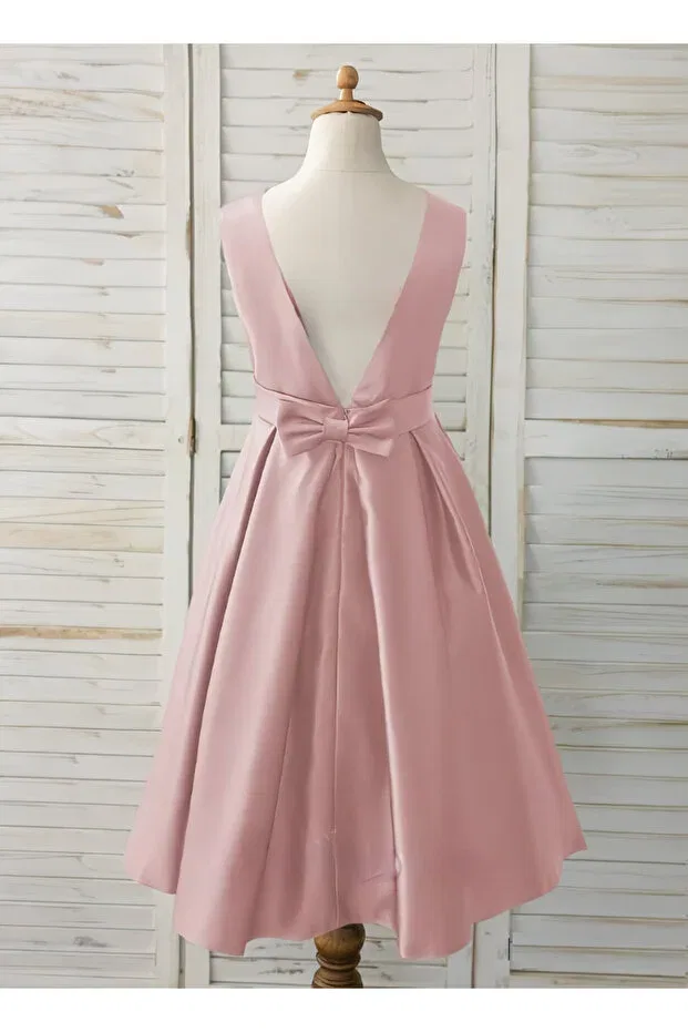 Детское платье для девочек сатиновое Madyabutik, Powder Pink — фото 2