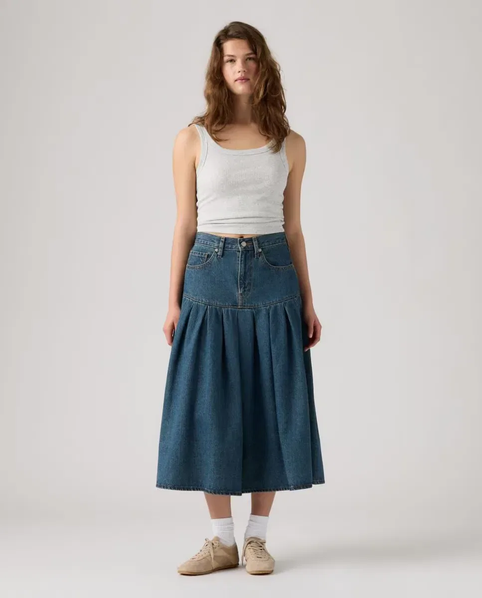 Женская юбка-миди A-силуэта Yoked Pleated Levi's, Azul