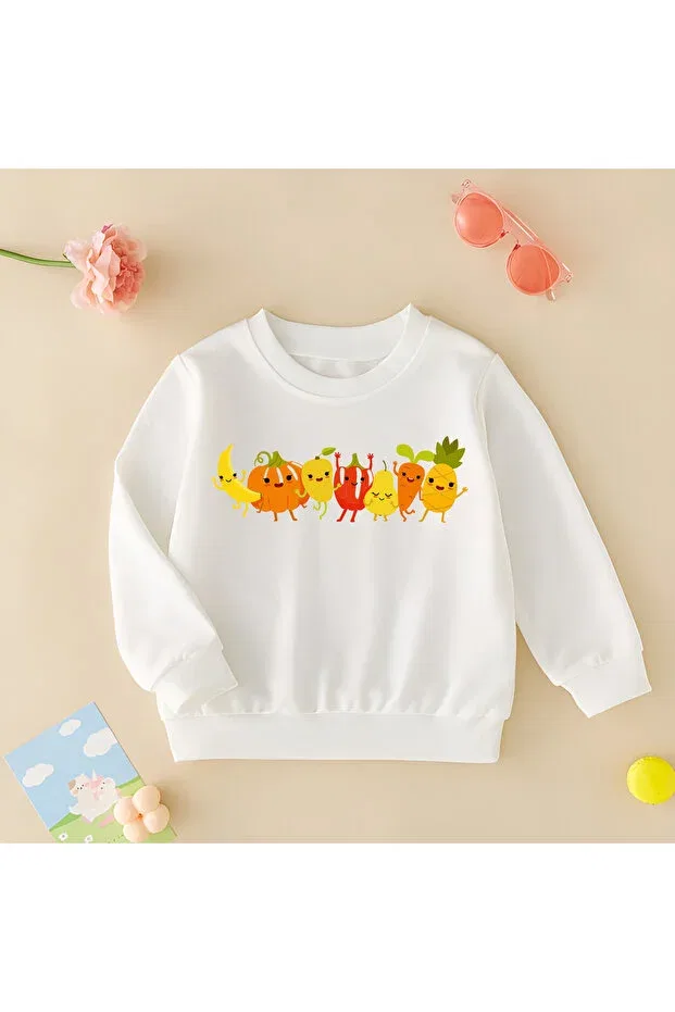 Детское худи для девочек с принтом Dancer fruits Cda, White