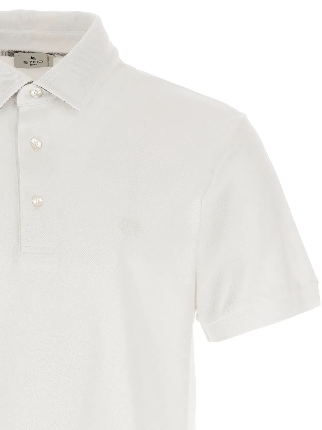 Мужское поло с цветочным принтом Paisley White Cotton Polo Shirt Etro, White — фото 3