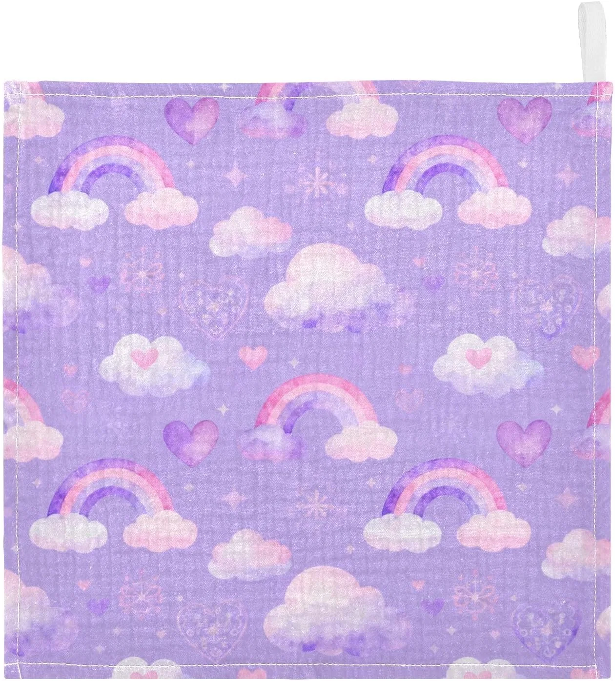 Мочалка из муслина 30x30 см, 4 слоя, GuoChe, Радуга и облака