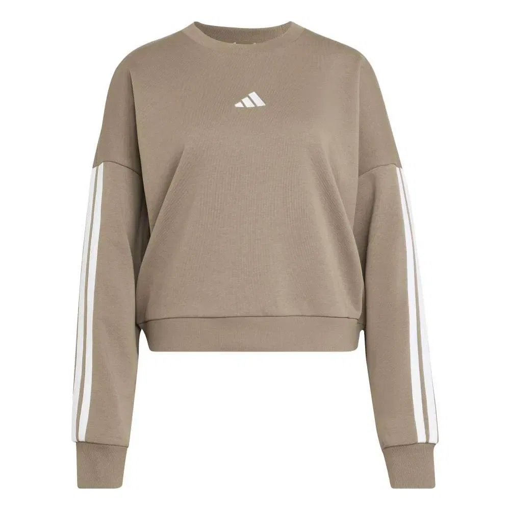 Свитшот с тремя полосками Adidas Essentials 3 Stripes French Terry, коричневый — фото 3