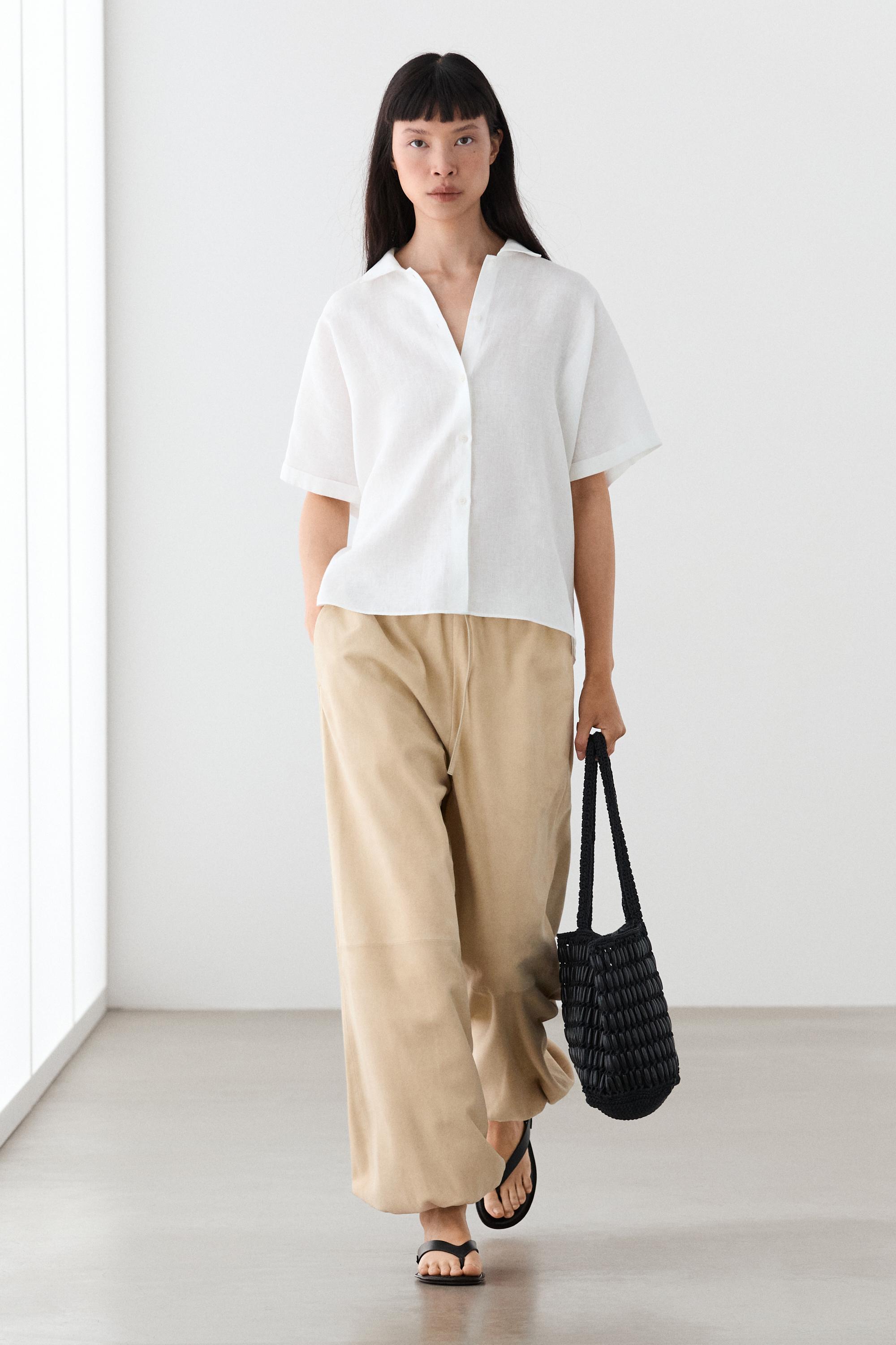 Рубашка  Massimo Dutti 100% Linen Short Sleeve, белый — фото 2
