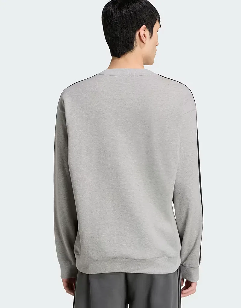 Толстовка Adidas Performance Essentials из французской махровой ткани с тремя полосками, серо-черного — фото 3