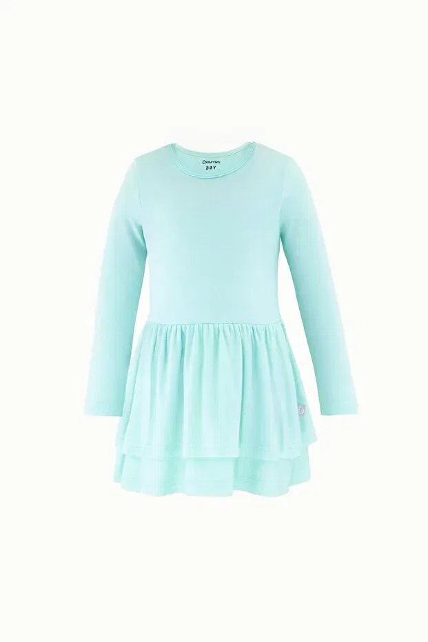 Детское платье для девочек с длинным рукавом Flounced Layered Girl's Dress Boumini, Mint