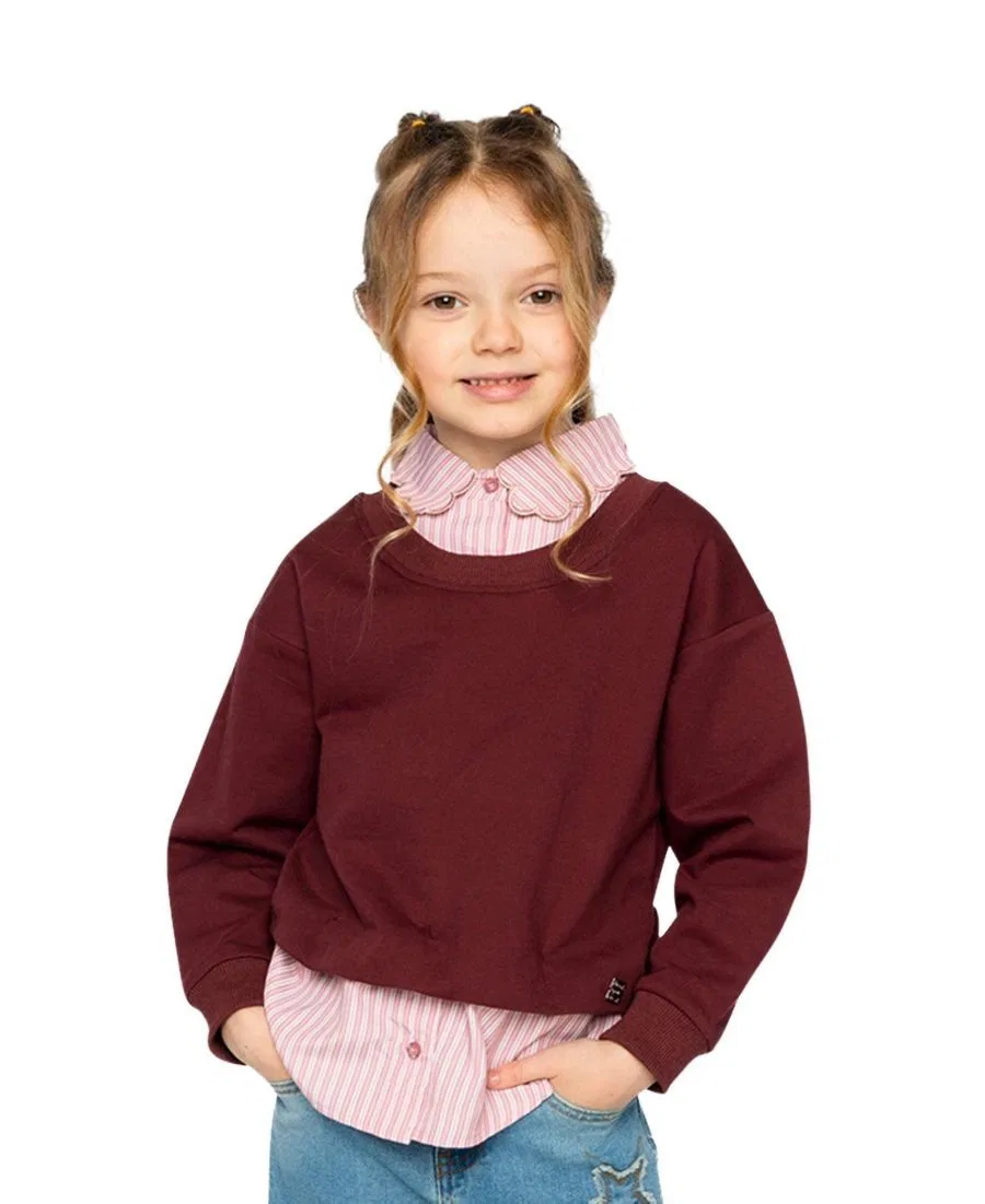 Свитшот с имитацией двух слоев Varsity League Deux par Deux, Reddish-Brown — фото 3