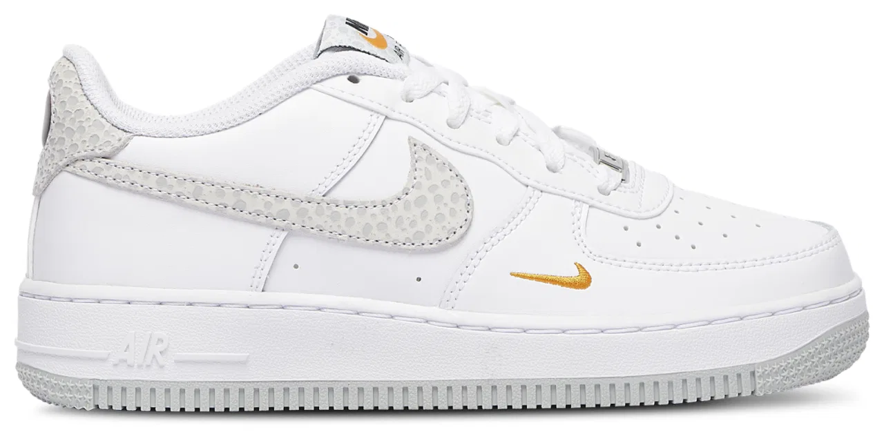 Детские кроссовки для мальчиков с кожаным верхом Air Force 1 Low Nike, белый/оранжевый/серый