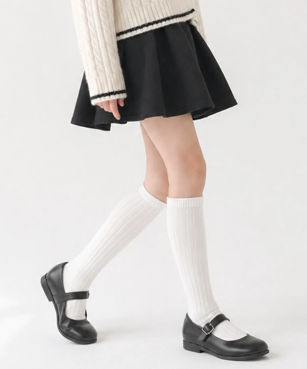 Детские носки с длинным рукавом модель Rib High Socks, box408, Off White