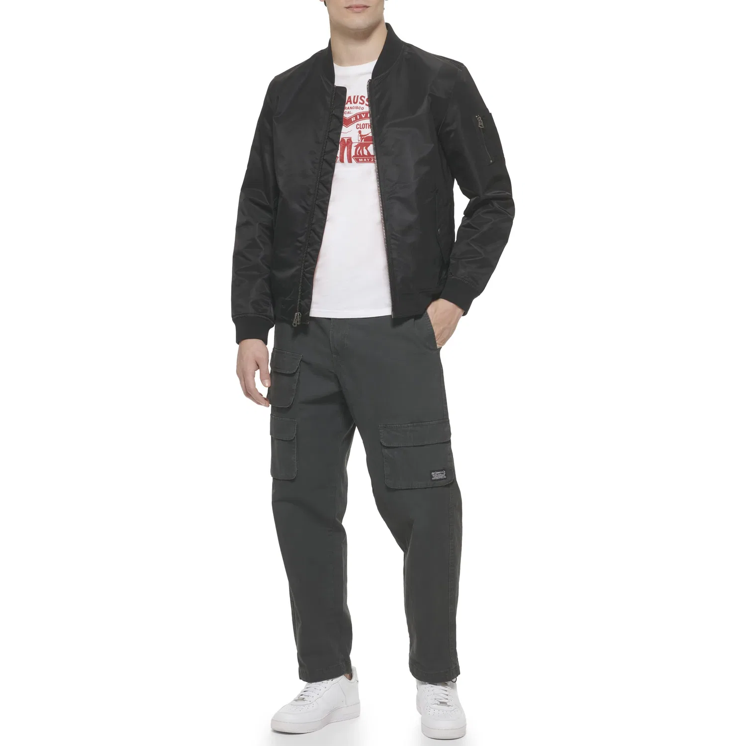 Мужская куртка-бомбер Levi's Flight Bomber Jacket, 2-Black Ma-1 Unfilled — фото 3