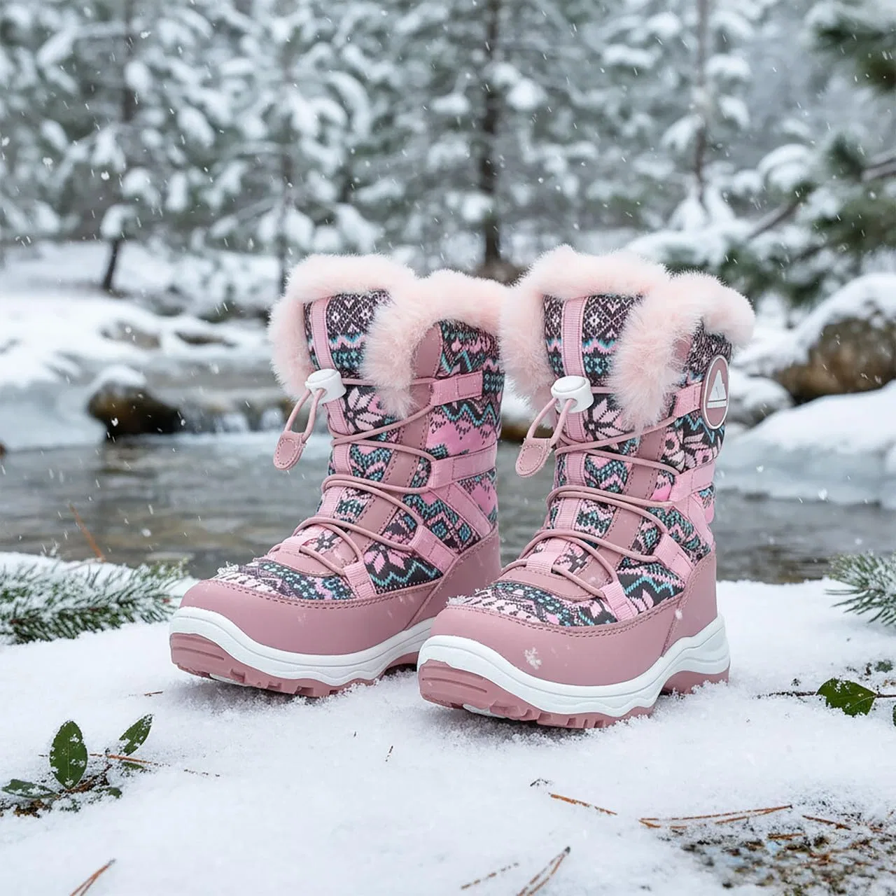Детские зимние снежные ботинки Nova Mountain для мальчиков и девочек Nova Footwear, Pinkmulti — фото 4