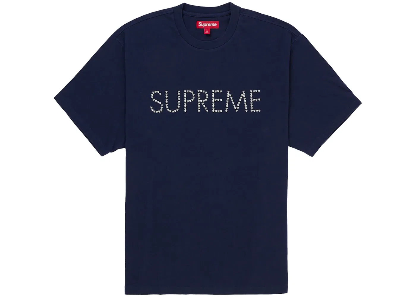Мужской топ с принтом Supreme Hearts Studded S/S, темно-синий