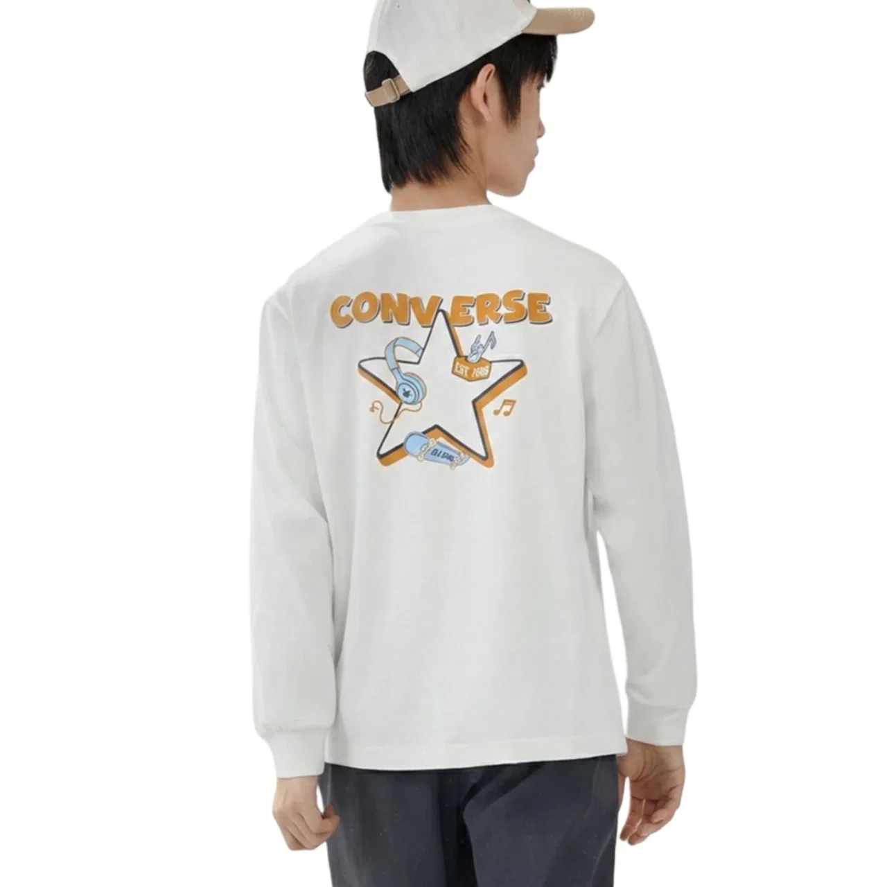 Детская футболка Converse с круглым вырезом, Classical Style White — фото 3