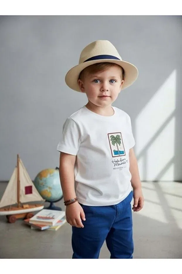 Детская футболка для мальчиков с принтом Zekids, White