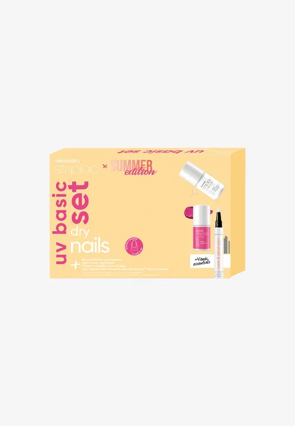 Набор для маникюра Striplac UV Basic Set Dry Nails Summer Edition - набор для сухого маникюра Alessandro, розовый — фото 2