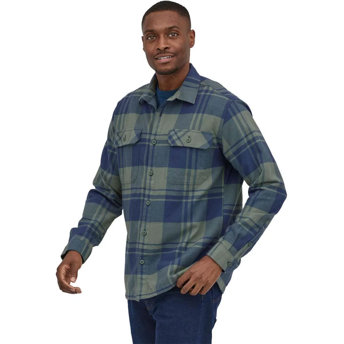 Фланелевая рубашка с длинным рукавом из органического хлопка Fjord Flannel Patagonia, Live Oak/Hemlock Green