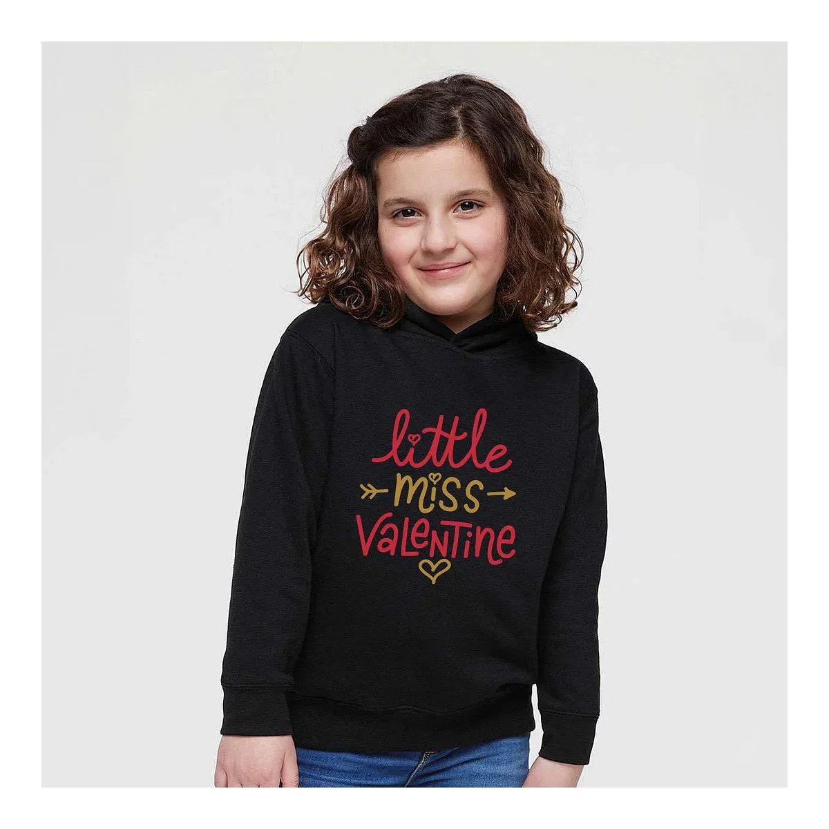 Детский худи с принтом Little Miss Valentine The Juniper Shop, Black — фото 2