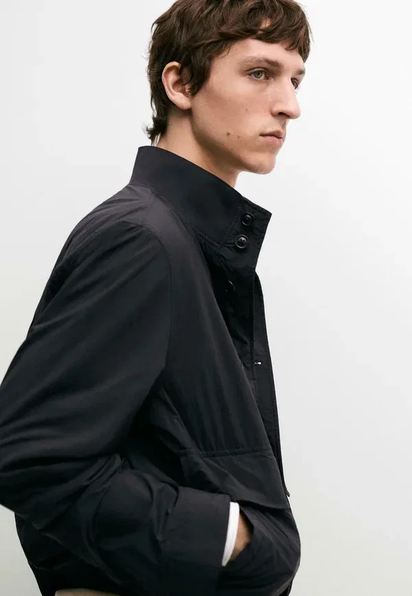 Куртка из полиамида Bomber jacket with pocket details Massimo Dutti, темно-синий — фото 4