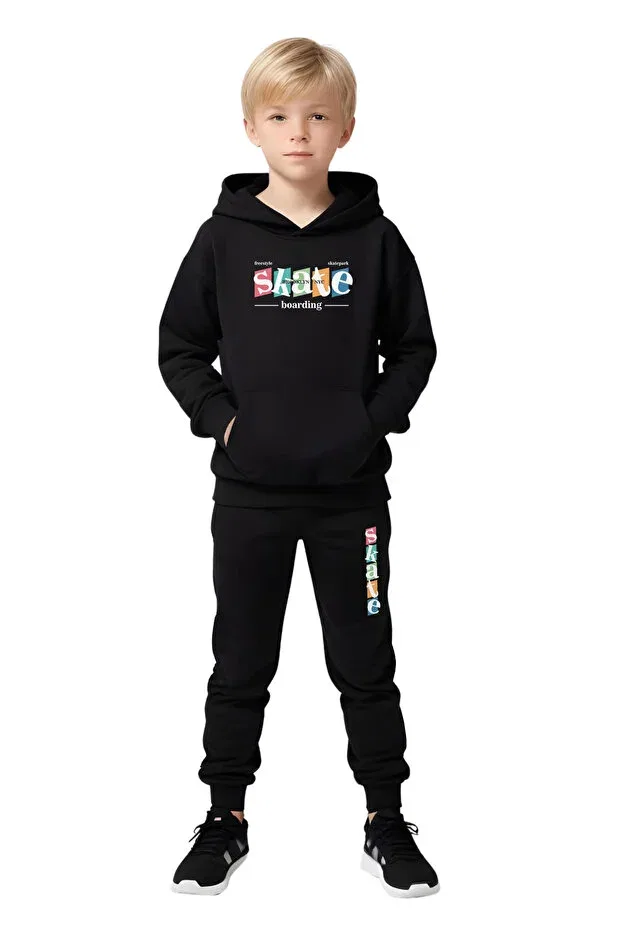 Детский спортивный костюм для мальчиков с принтом Fyk Kids, Navy Blue-Grey-Black — фото 4