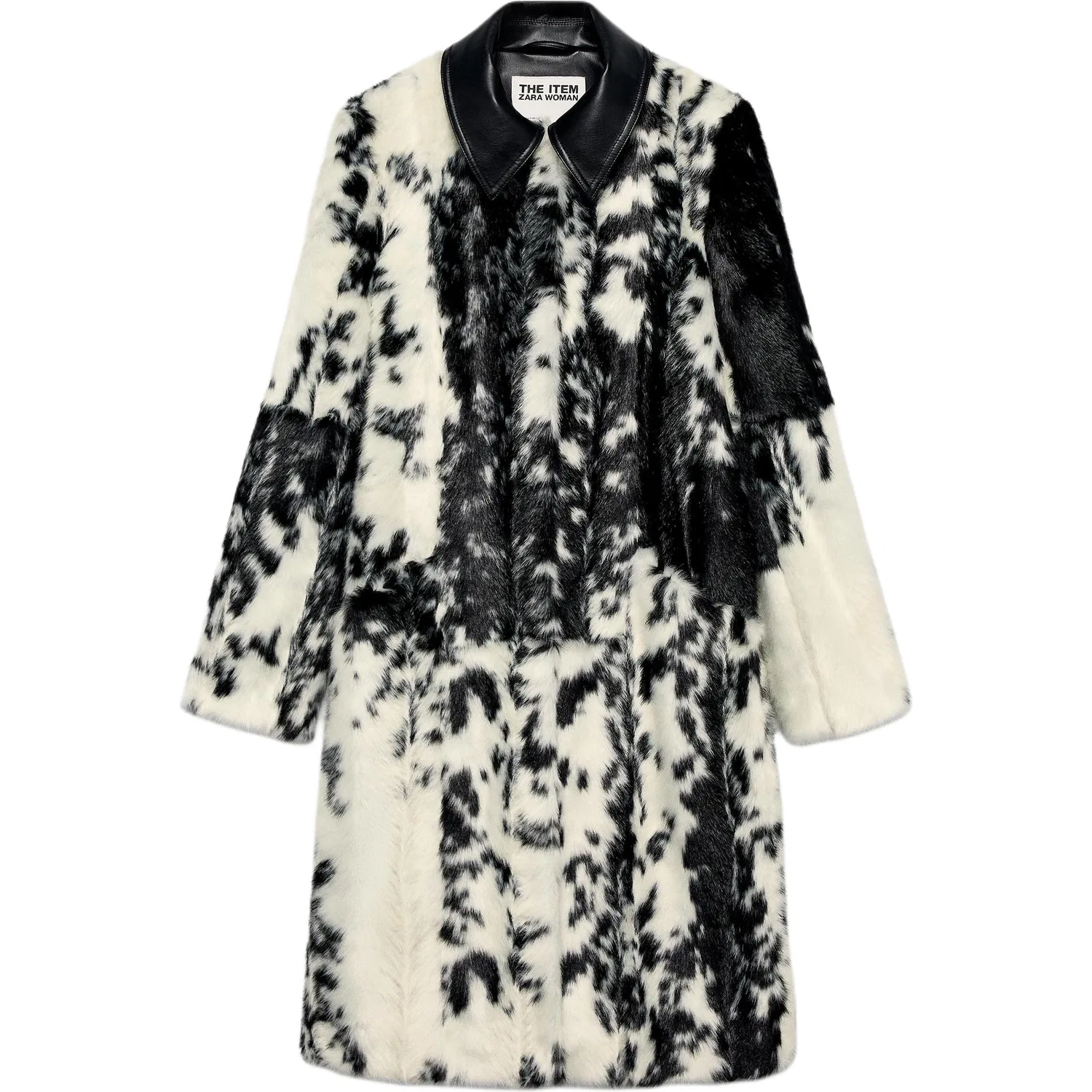 Женское пальто с лацканами Black/White ZARA