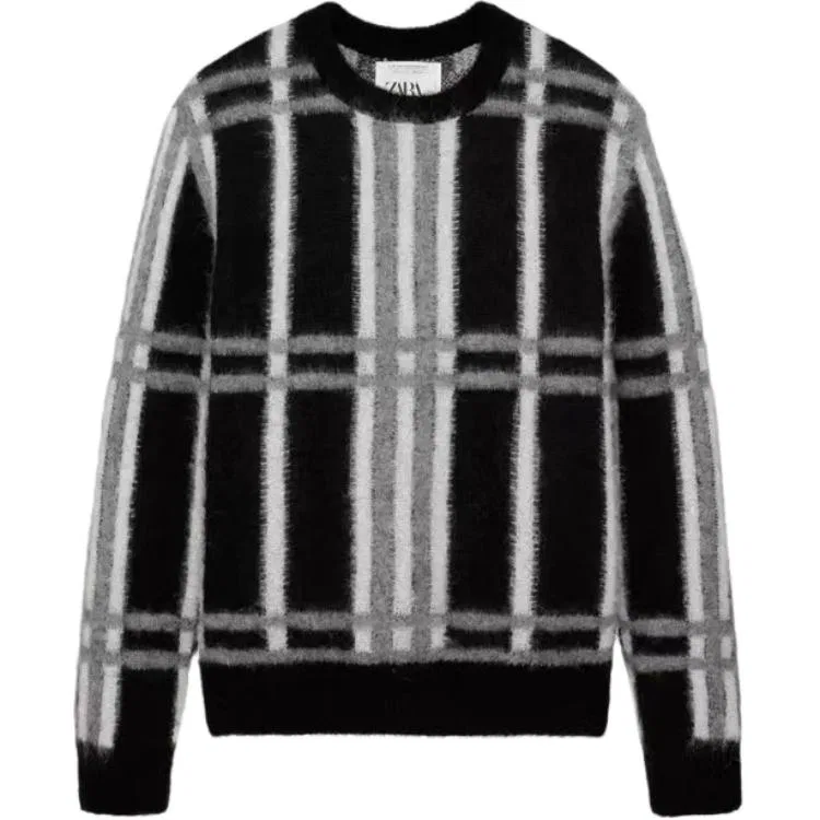 Мужской свитер с круглым вырезом Black ZARA, Black