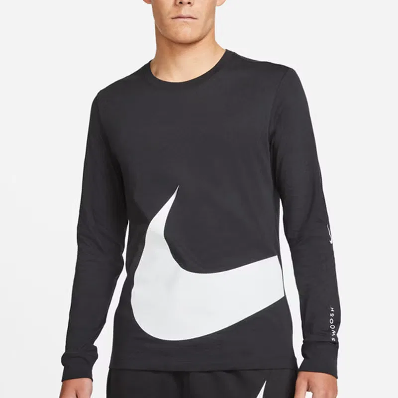 Лонгслив спортивный с крупным логотипом Nike, черный — фото 3