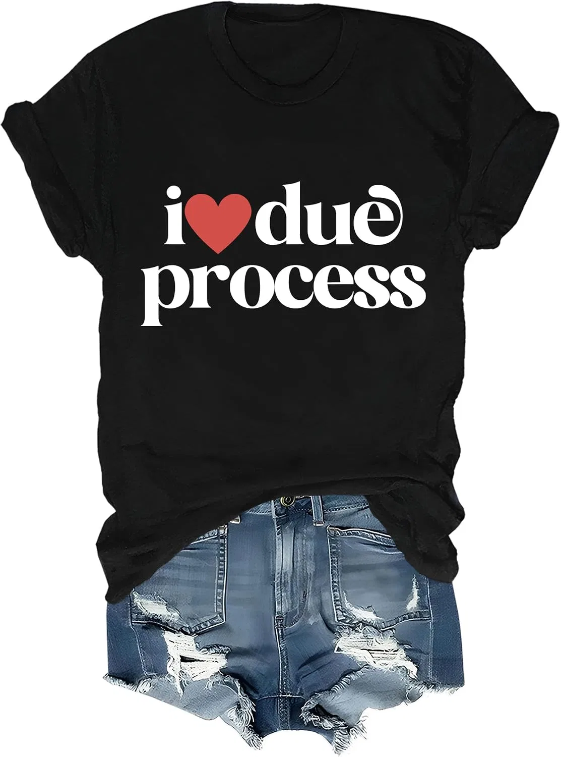 Футболка с принтом I Love Due Process Regular Fit 100% хлопок, Black